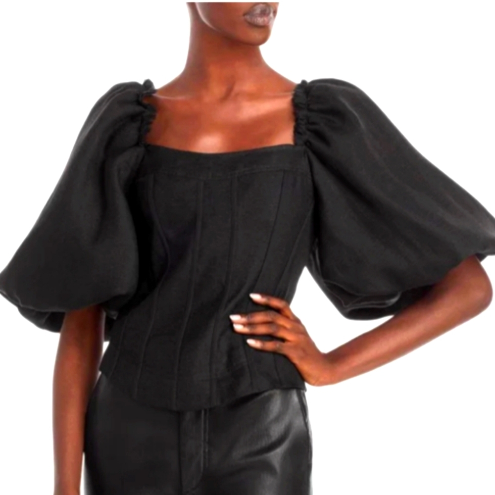 Aje Cecile Crepe Sleeve Corset Top